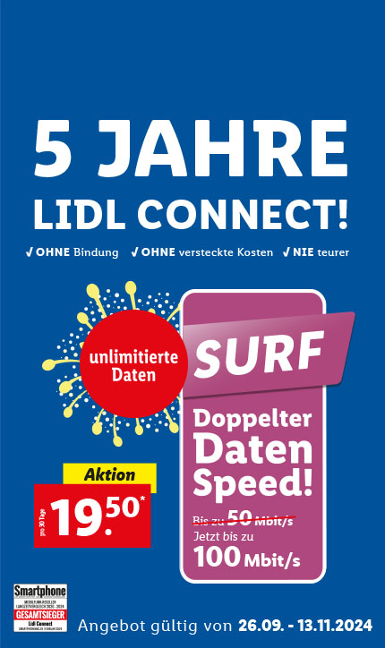 Werbung: Tarif SURF mit doppelten Datenvolumen